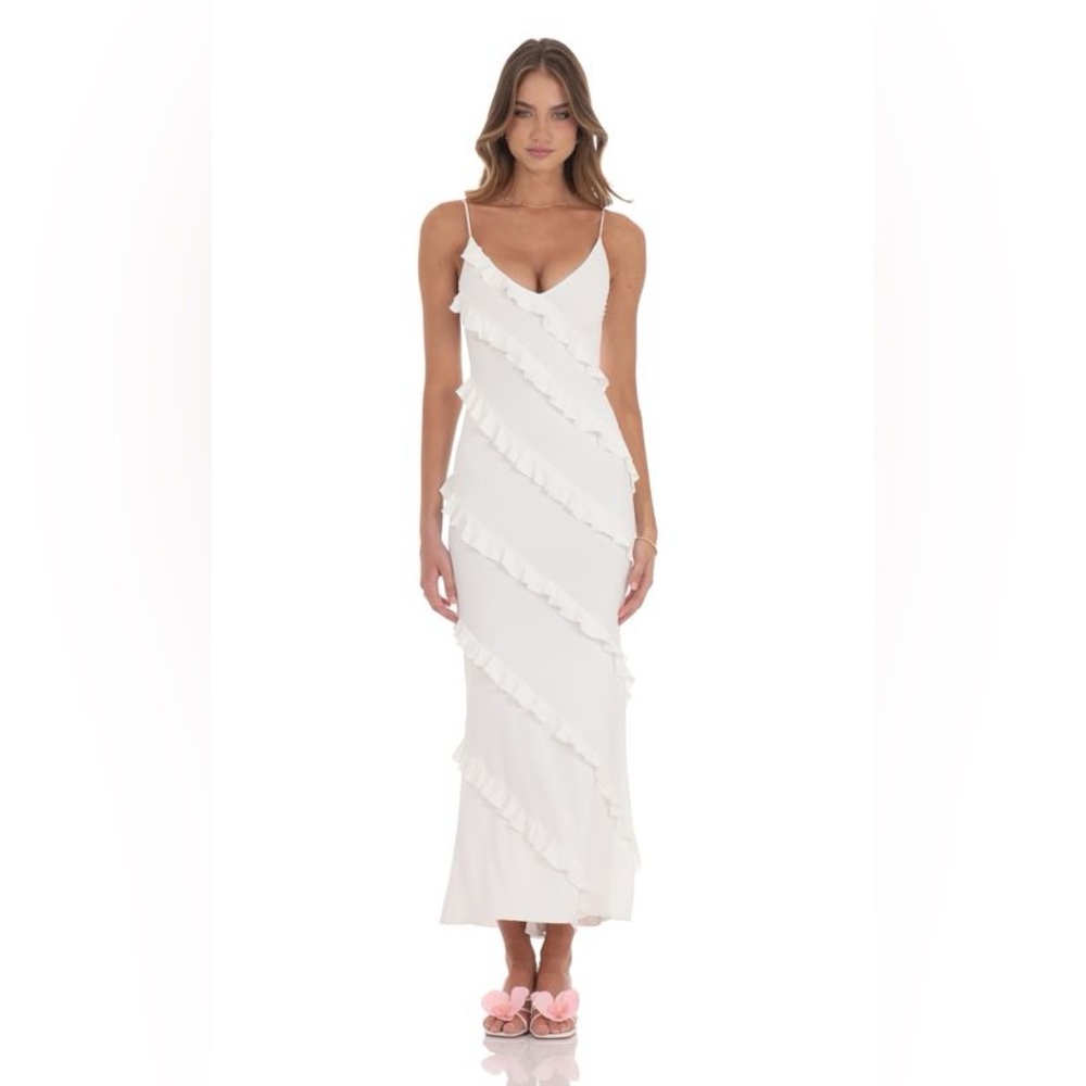 White Ruffle Tiered Maxi Dress